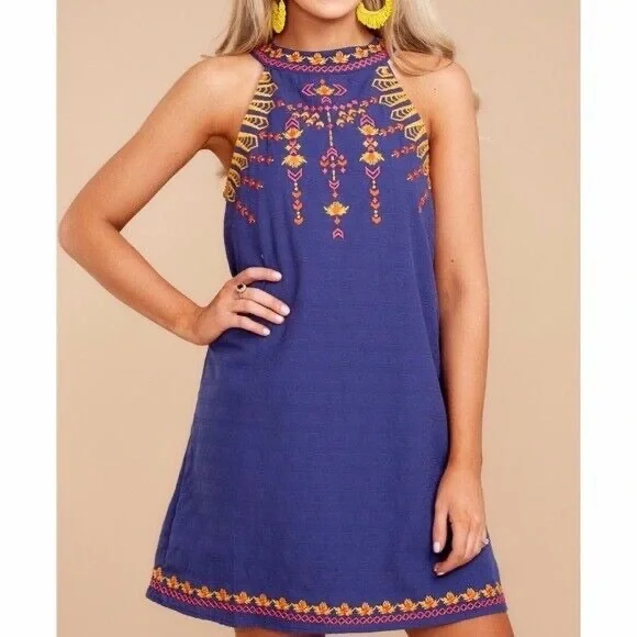 thml faye embroidered dress THML Anthropologie Faye Dress Size Small